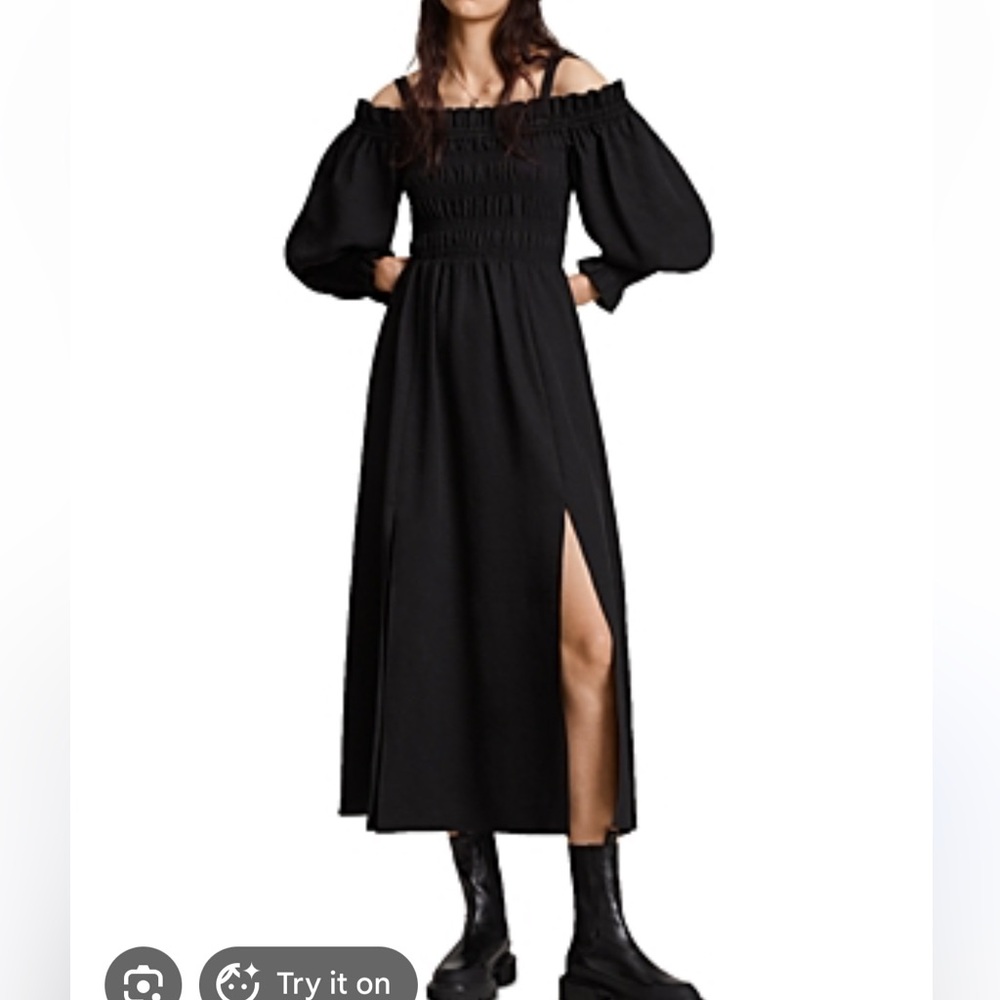 All Saints Lary Black Long Sleeve Dress